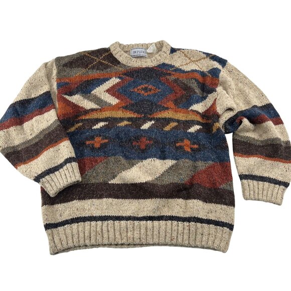 Vintage Duplex Designs Sweater M Acrylic Wool Blend Geometric Pattern - Picture 1 of 7